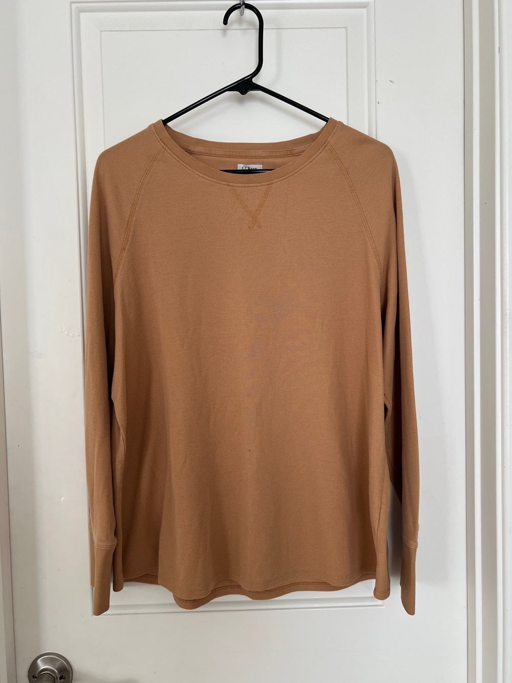 L.L. Bean Women’s Crewneck Waffle Weave Long sleeves Shirt in Camel Brown Sz 1X